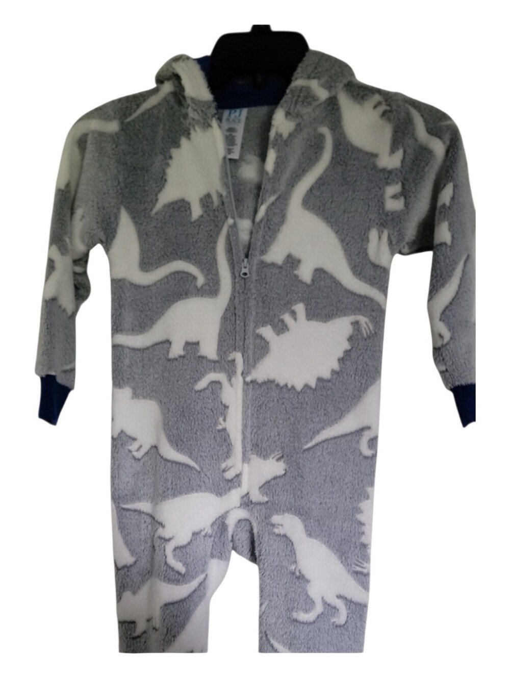 dinosaur pattern fuzzy hooded romper